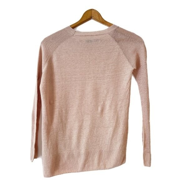 All Saints Beige Linen Knit Top Lightweight XS Side Slit Natural Fiber - Picture 5 of 9